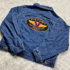90s Vintage Victory Motorcycles Denim Jacket Unisex M